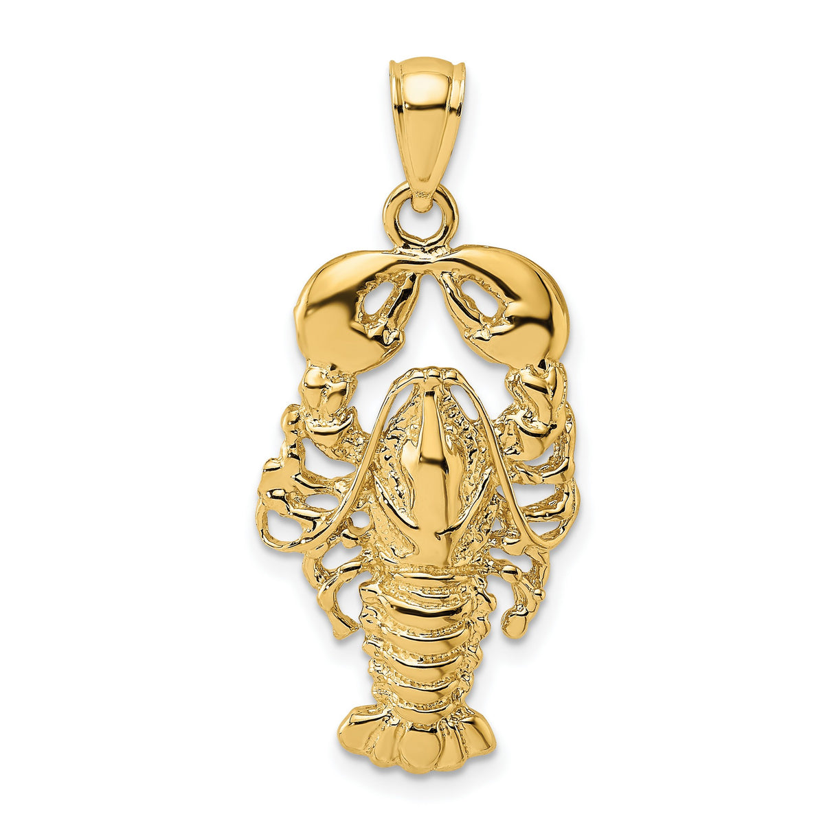 14k Yellow Gold Lobster Pendant, Detailed Nautical Crustacean Design for Ocean Lovers