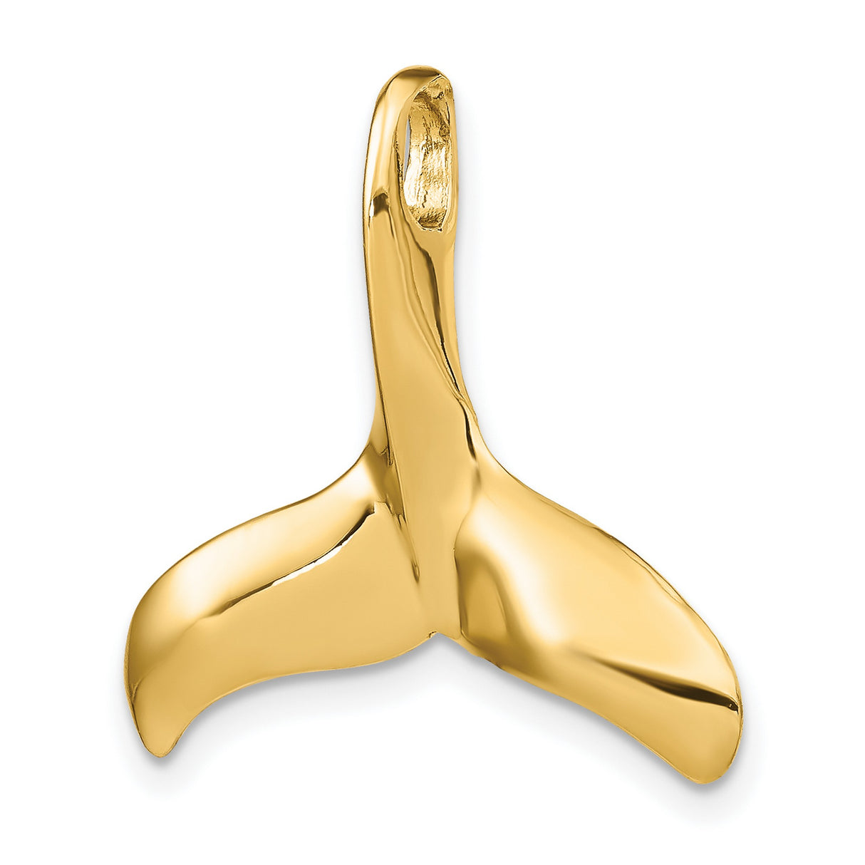 14k Yellow Gold Whale Tail Pendant, Nautical Ocean Charm for Men or Women