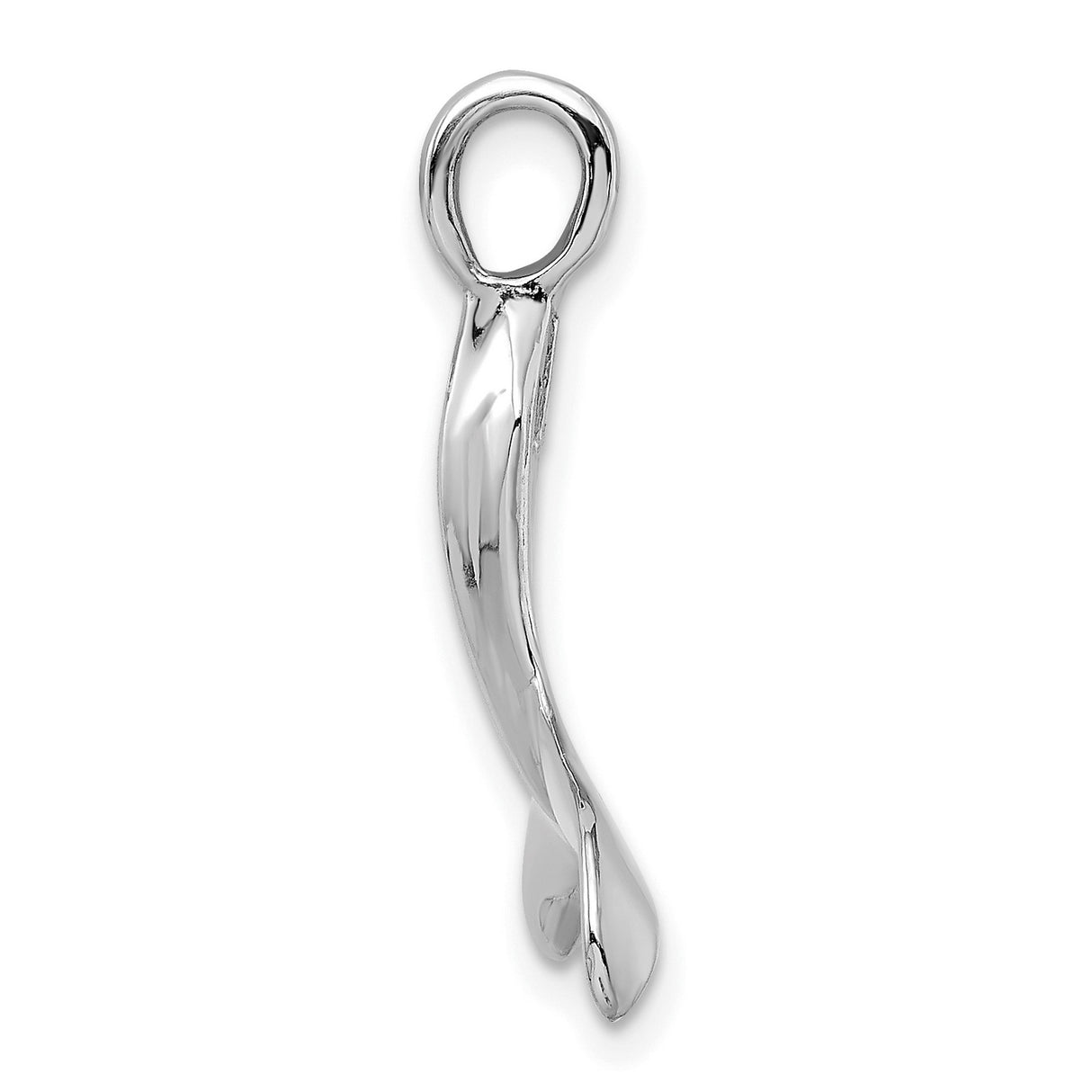 14k White Gold Whale Tail Pendant, Polished Nautical Symbol of Freedom and Strength