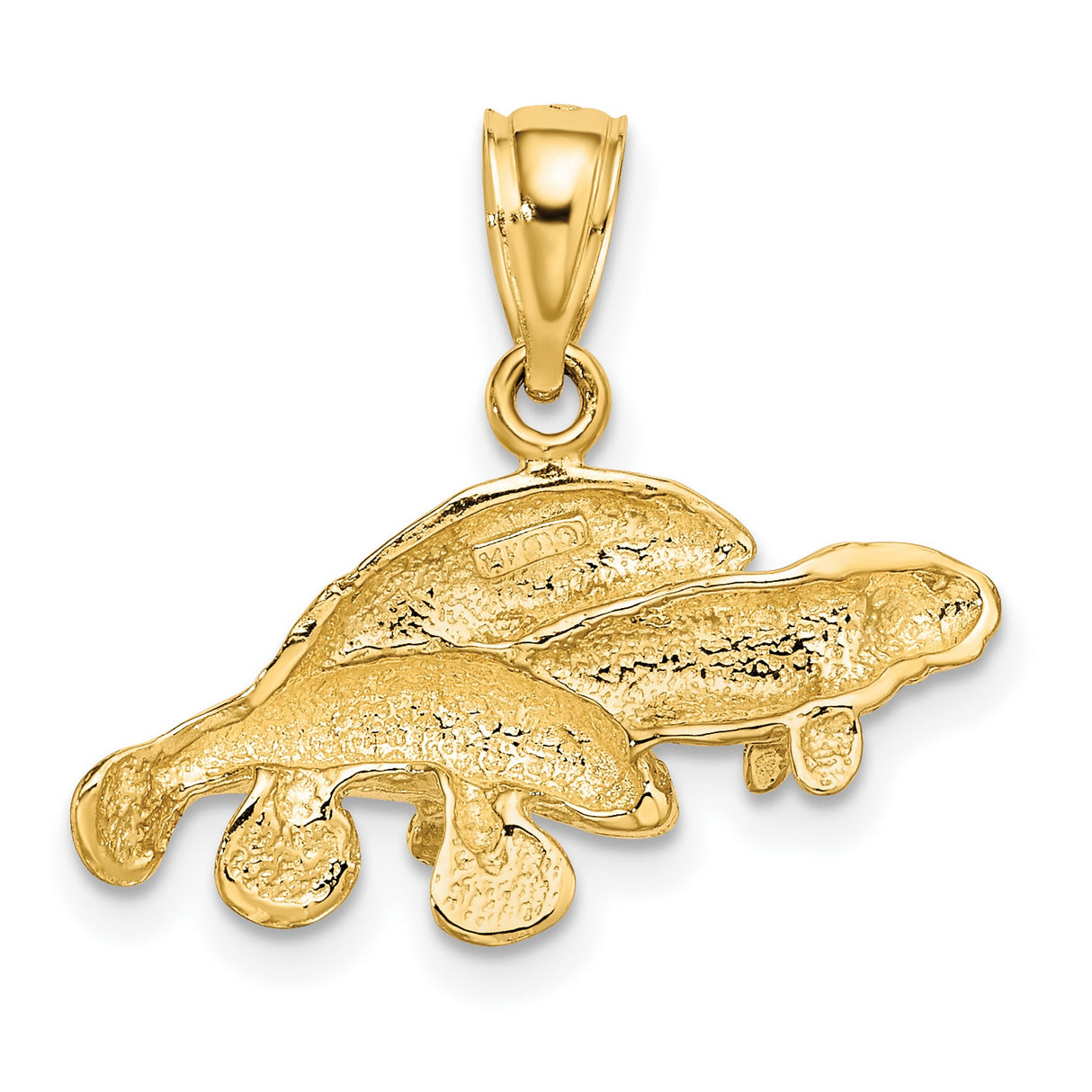 14k Yellow Gold Manatee Pendant with Three Swimming Manatees, Sea Life Ocean Charm