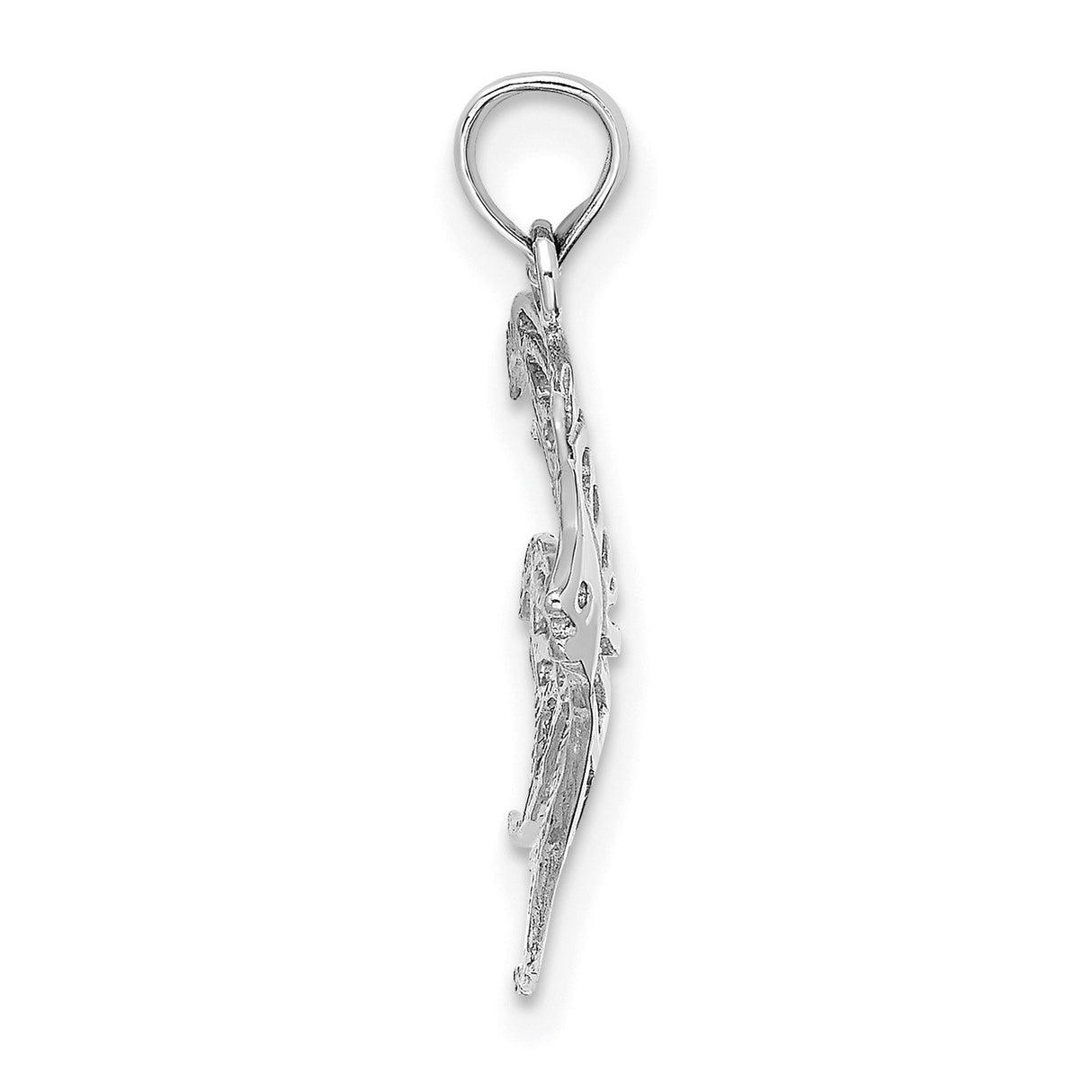 14k White Gold Angelfish Pendant, Openwork Nautical Fish Charm, Ocean Jewelry for Women or Unisex