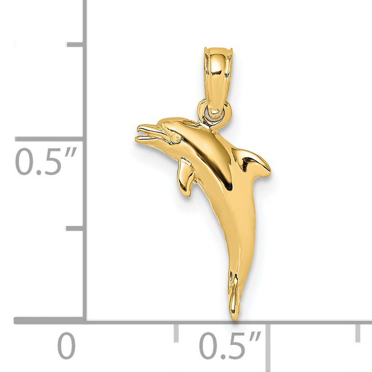 14k Yellow Gold Dolphin Pendant, Sleek High Polish Marine Life Charm