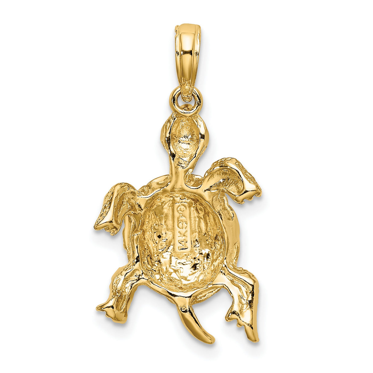 14k Yellow Gold Sea Turtle Pendant with Detailed Design, Ocean Theme, Symbol of Longevity and Protection