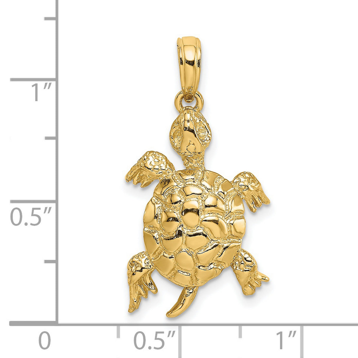 14k Yellow Gold Sea Turtle Pendant with Detailed Design, Ocean Theme, Symbol of Longevity and Protection