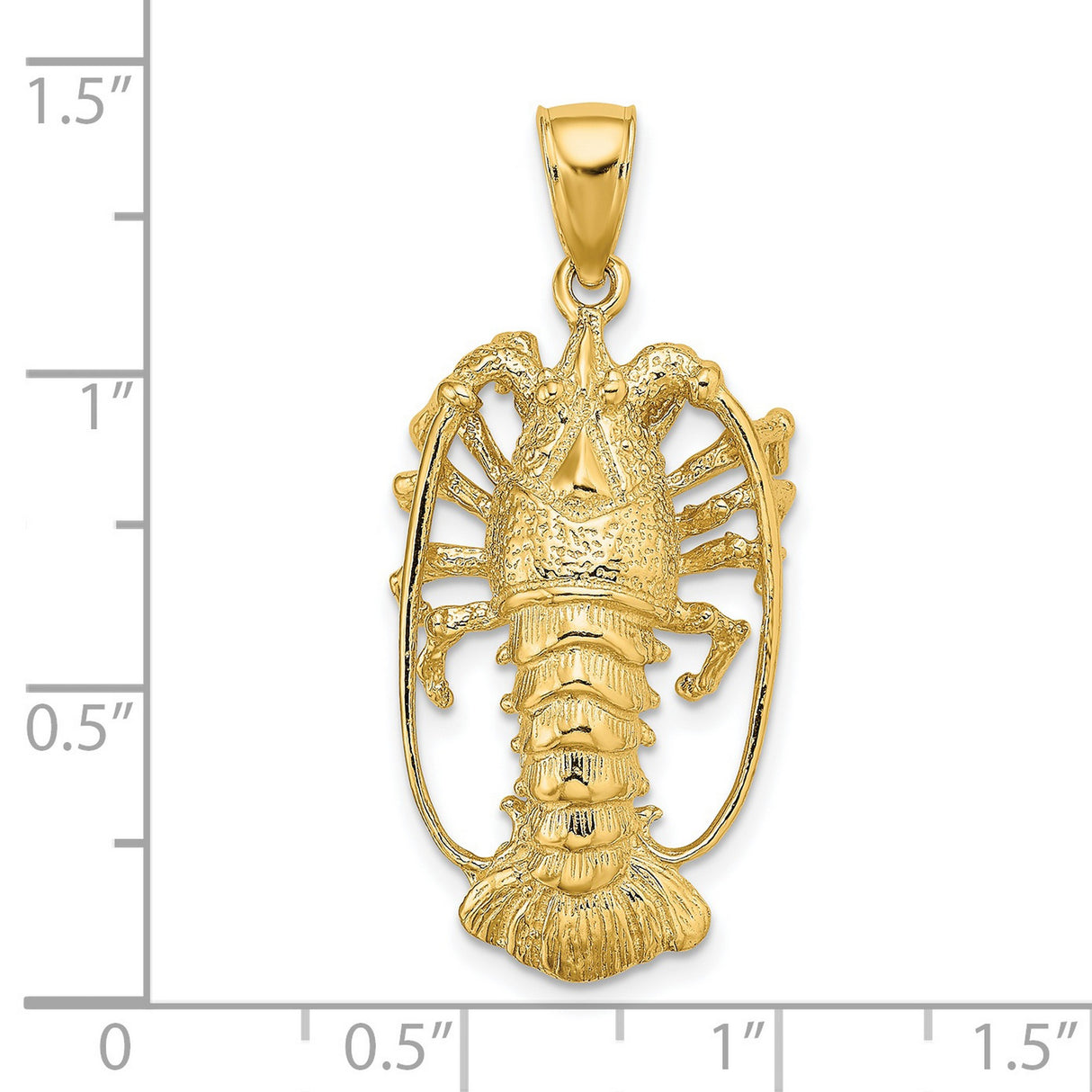 14k Yellow Gold Lobster Pendant, Detailed Nautical Crustacean Design for Men or Unisex