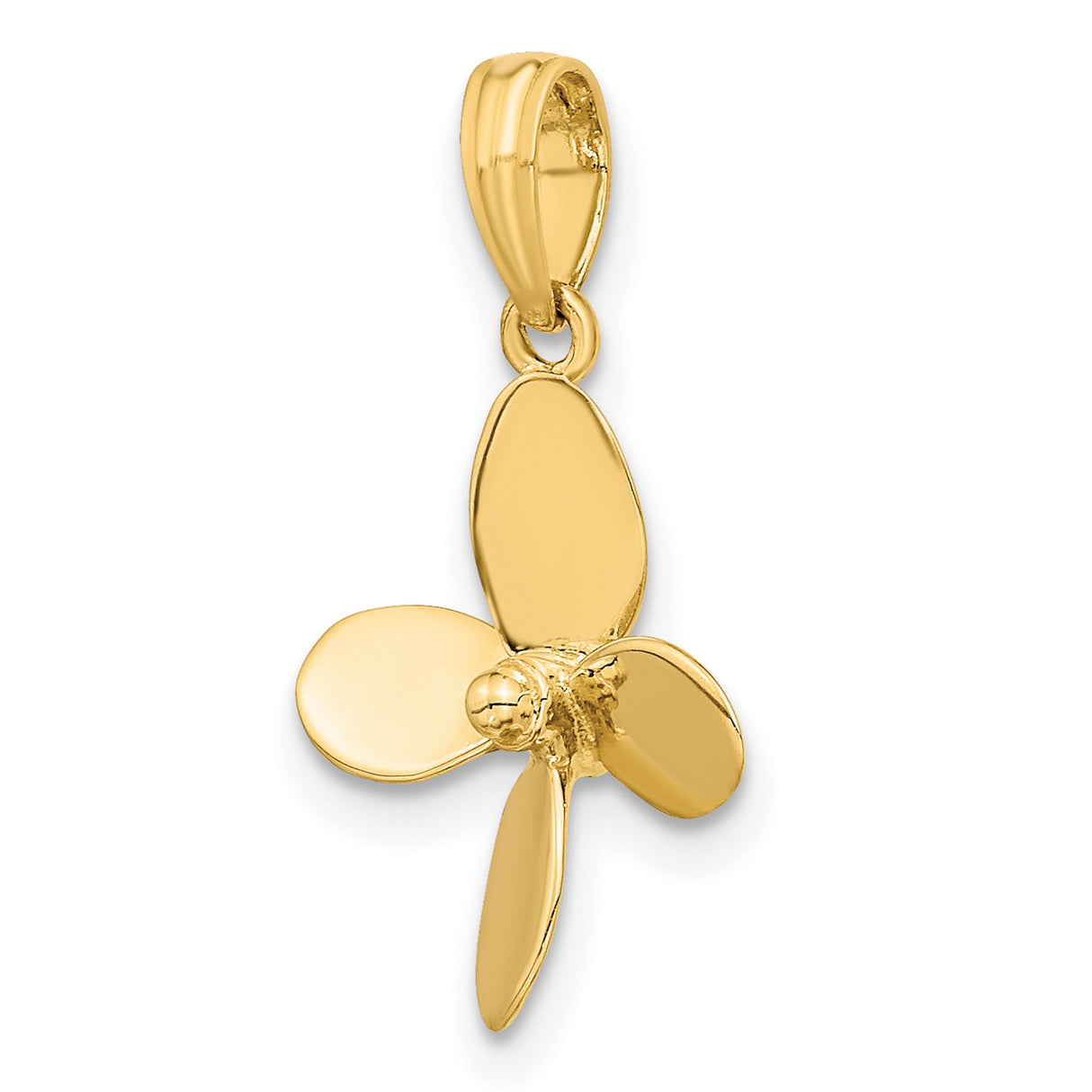 14k Yellow Gold Flower Pendant, Four Petal Botanical Charm, Feminine Minimalist Design