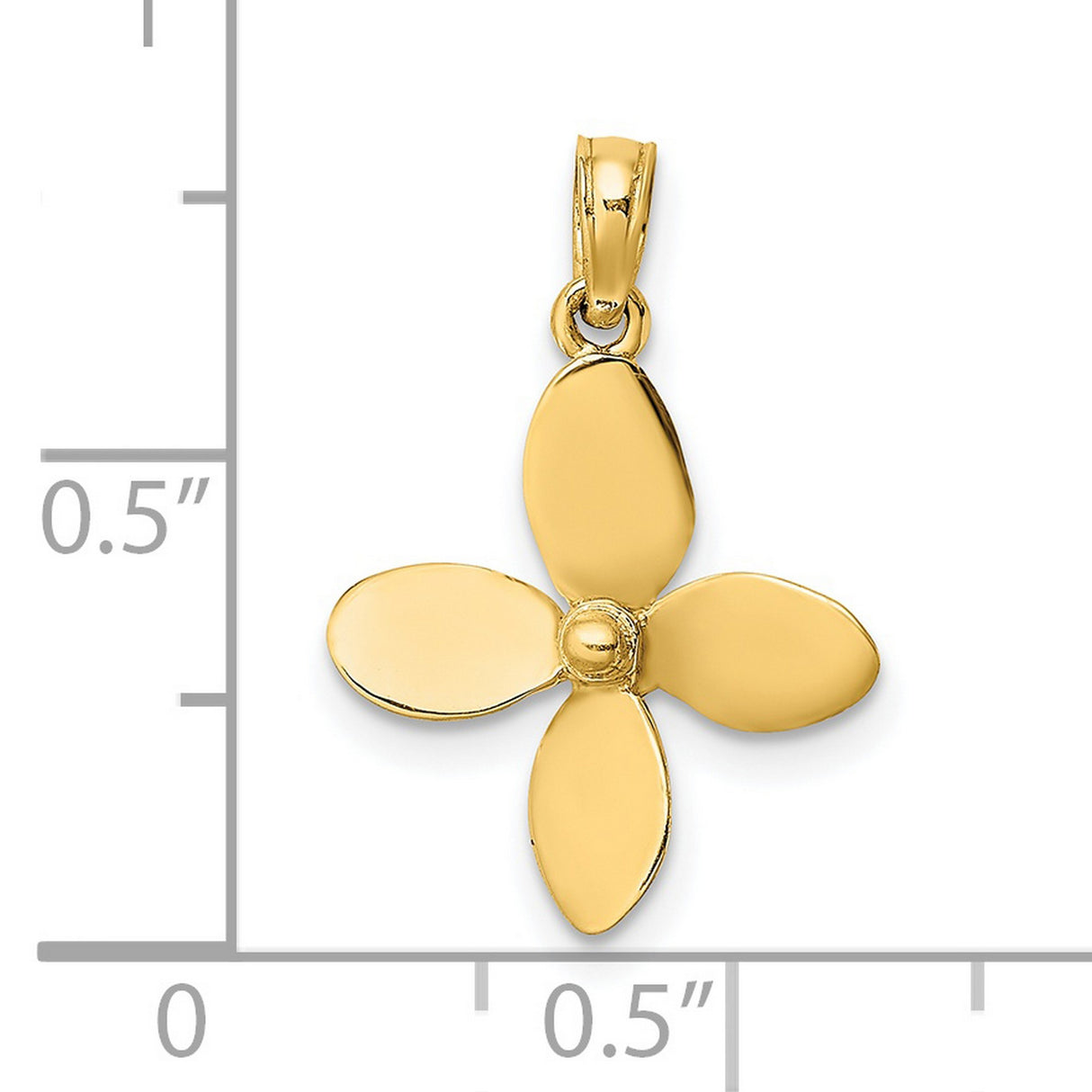 14k Yellow Gold Flower Pendant, Four Petal Botanical Charm, Feminine Minimalist Design