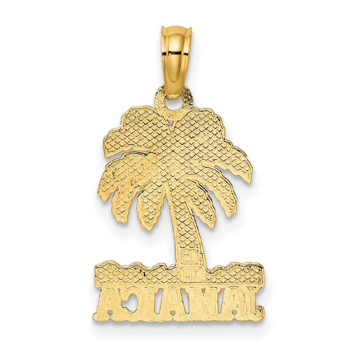 14k Yellow Gold Jamaica Pendant with Palm Tree Design, Tropical Island Charm