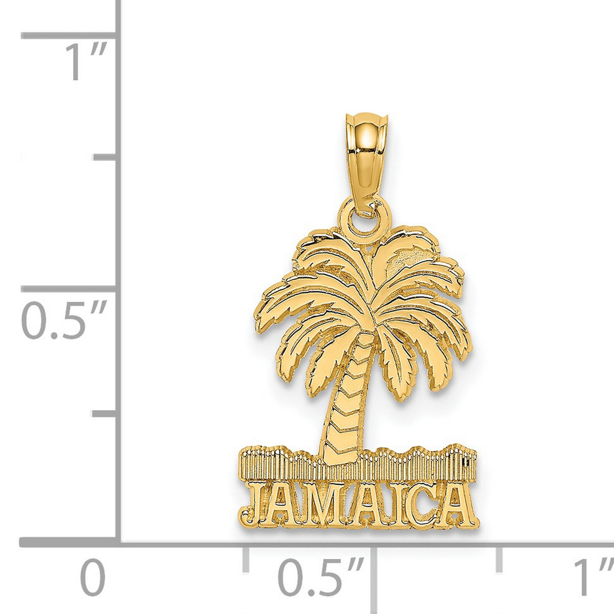 14k Yellow Gold Jamaica Pendant with Palm Tree Design, Tropical Island Charm