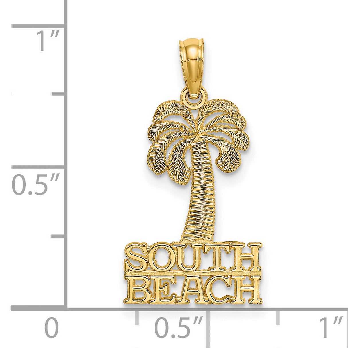 14k Yellow Gold Palm Tree Pendant, Tropical Vacation Charm, South Beach Miami Jewelry