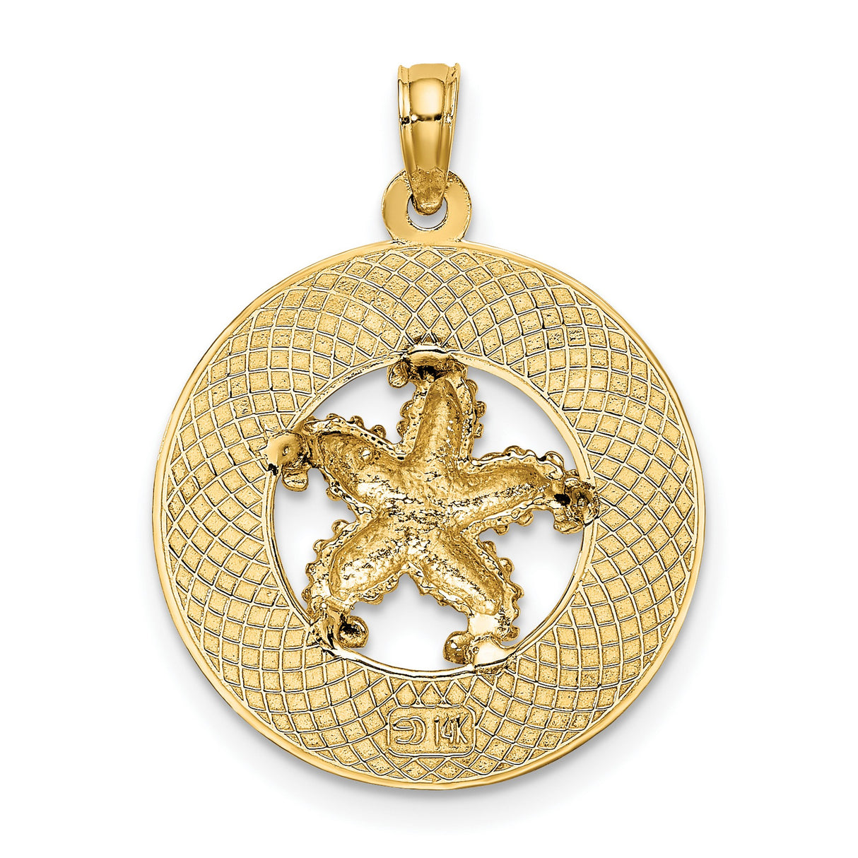 14k Yellow Gold Pendant with Textured Starfish Design, Sanibel Coastal Charm