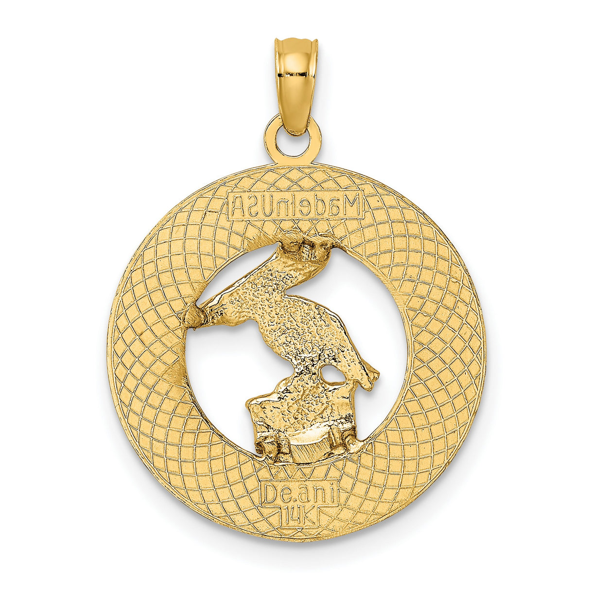 14k Yellow Gold Pendant, Pelican on Piling Design, Lauderdale by the Sea Coastal Theme