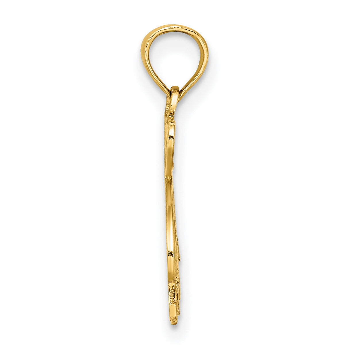 14k Yellow Gold Dolphin Pendant with I Love Siesta Key Heart Design