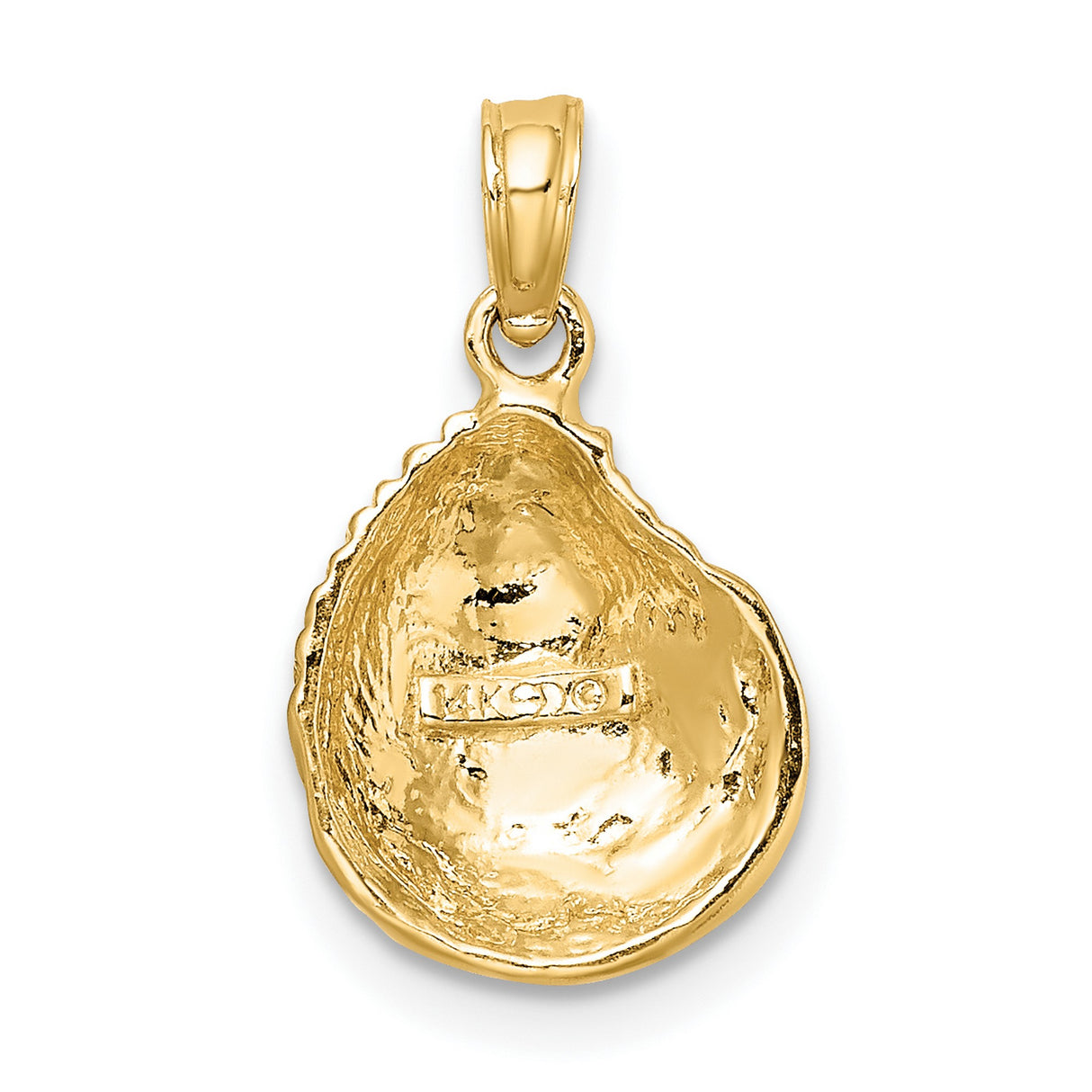 14k Yellow Gold Seashell Pendant with Detailed Scallop Shell Design, Ocean Motif, Coastal Style