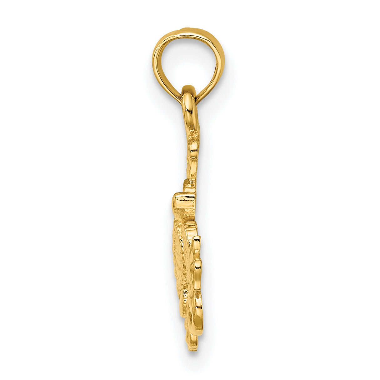 14k Yellow Gold Sea Turtle Pendant, Ocean Inspired Tropical Marine Life Charm