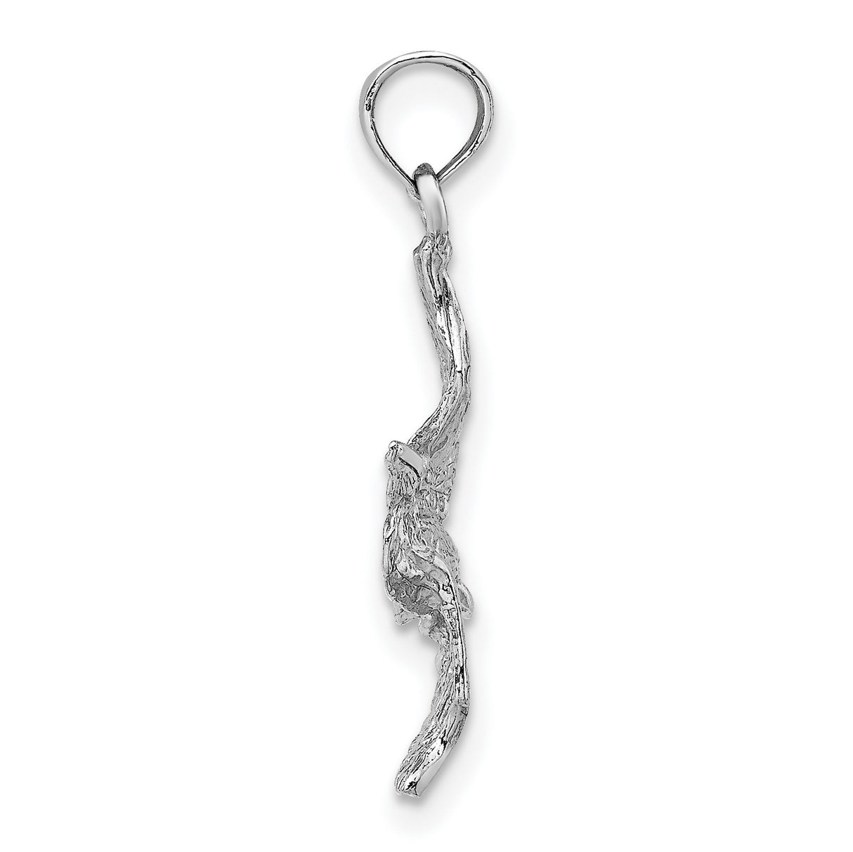 14k White Gold Pelican Pendant with Realistic Bird in Flight Design