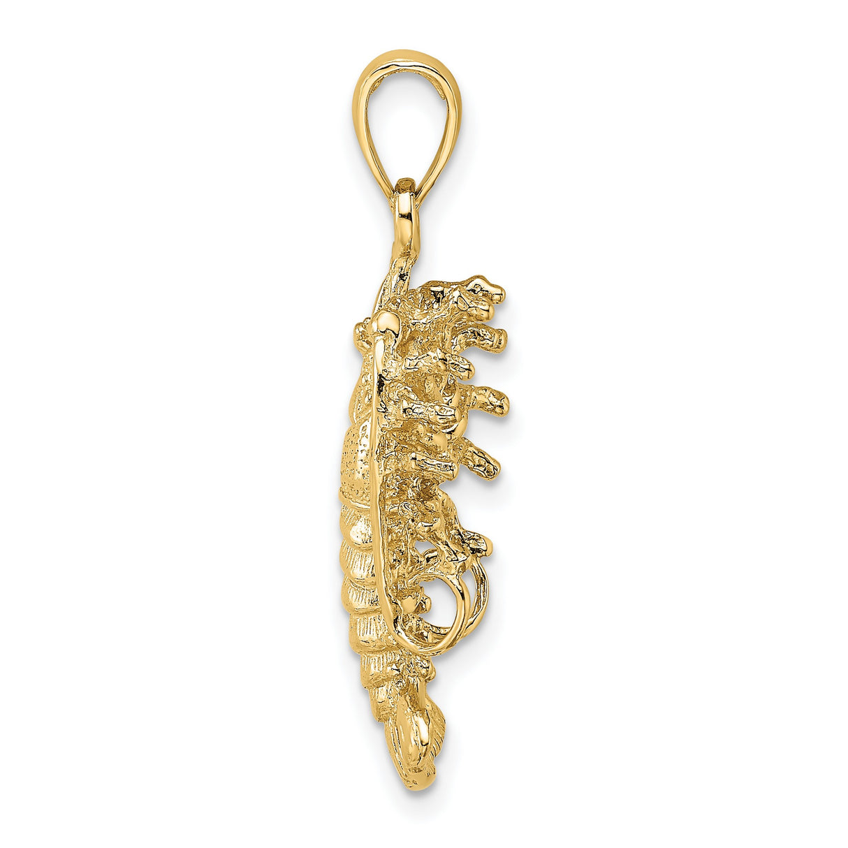 14k Yellow Gold Lobster Pendant, Nautical Marine Theme Charm for Unisex Wear