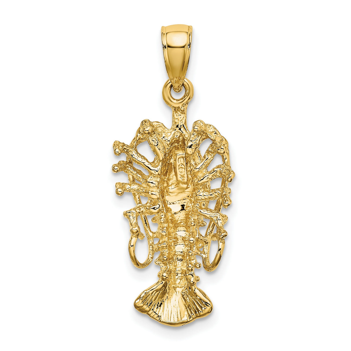 14k Yellow Gold Lobster Pendant, Nautical Marine Theme Charm for Unisex Wear