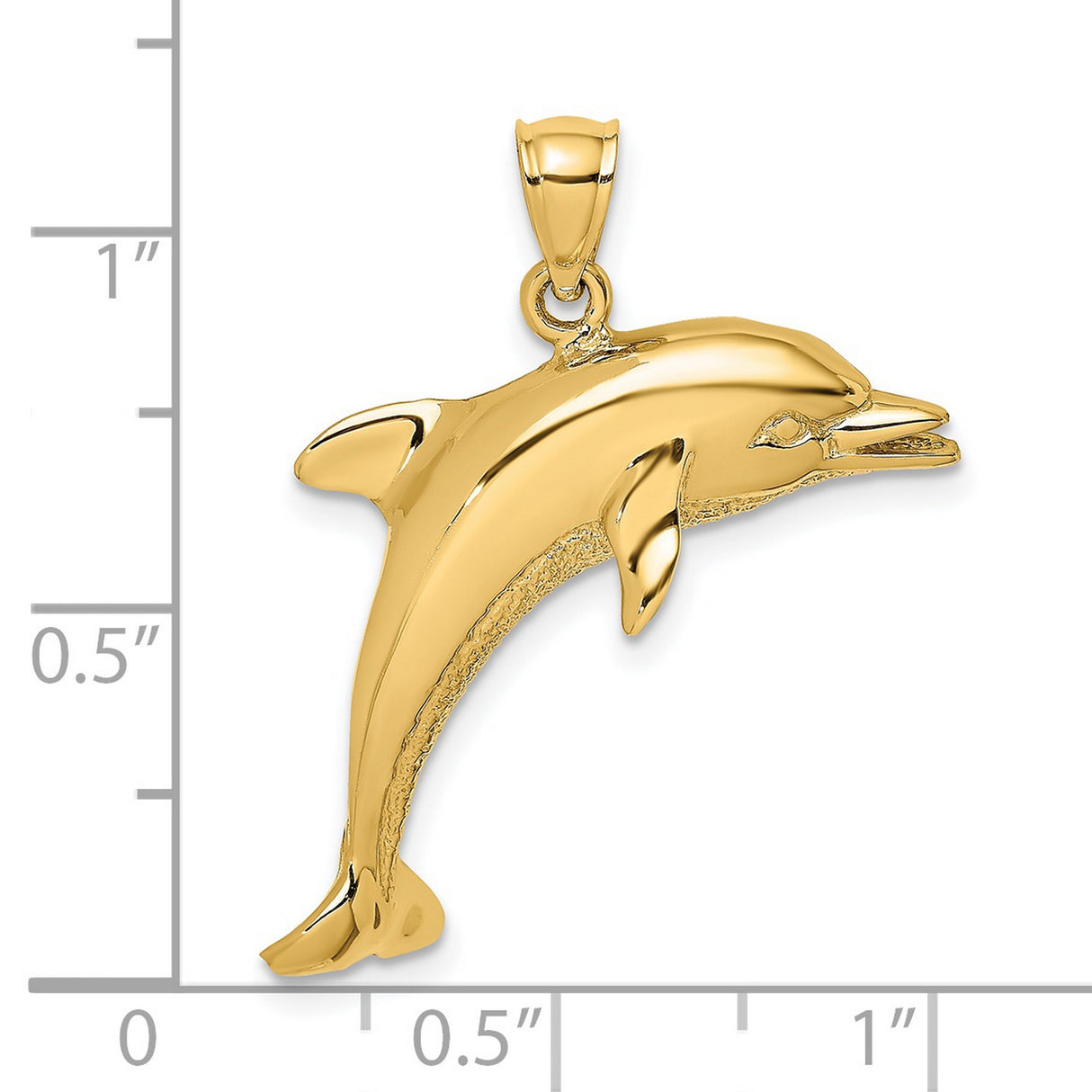 14k Yellow Gold Dolphin Pendant, Jumping Marine Animal Charm, Nautical Ocean Design