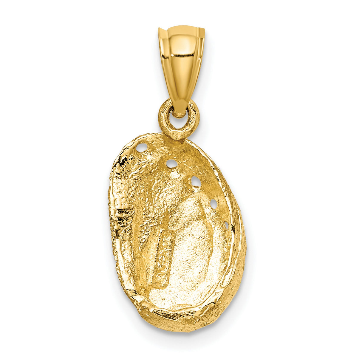 14k Yellow Gold Pendant with Abalone Shell, Textured Nautical Design for Women