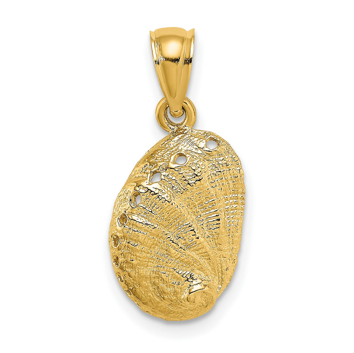 14k Yellow Gold Pendant with Abalone Shell, Textured Nautical Design for Women