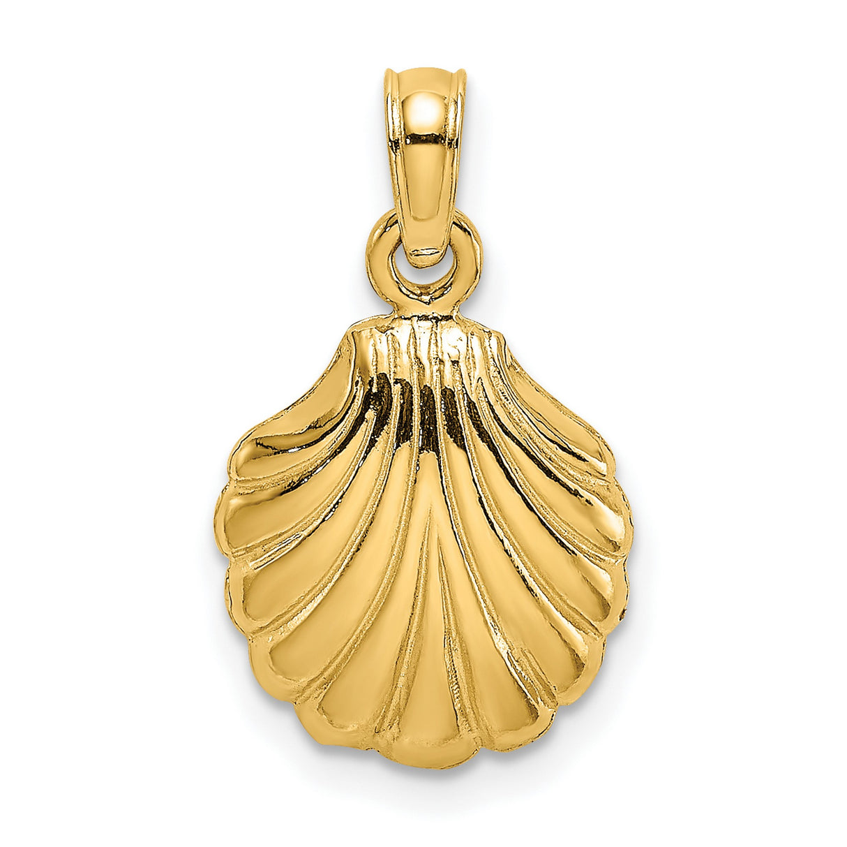 14k Yellow Gold Scallop Shell Pendant, Camino de Santiago Inspired Religious Jewelry for Women
