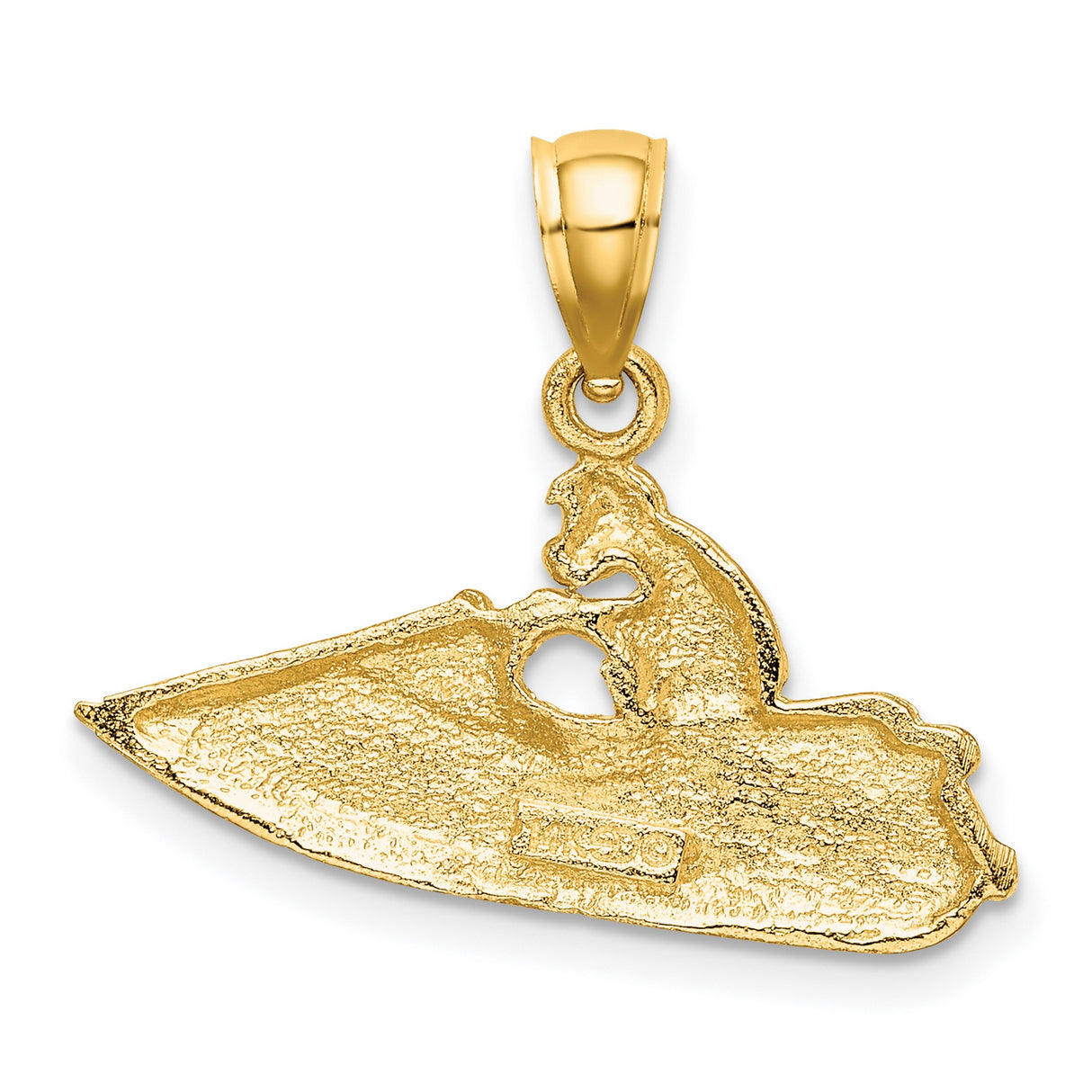 14k Yellow Gold Jet Ski Rider Pendant, Nautical Summer Charm with Motion Detail
