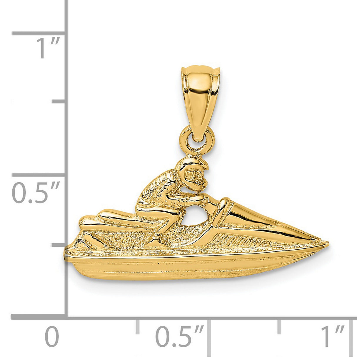14k Yellow Gold Jet Ski Rider Pendant, Nautical Summer Charm with Motion Detail
