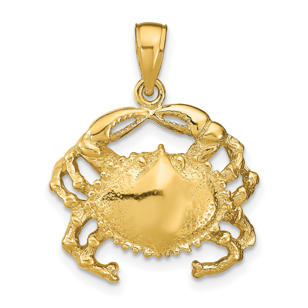 14k Yellow Gold Crab Pendant, Cancer Zodiac Symbol, Nautical Beach Style Charm for Women or Unisex