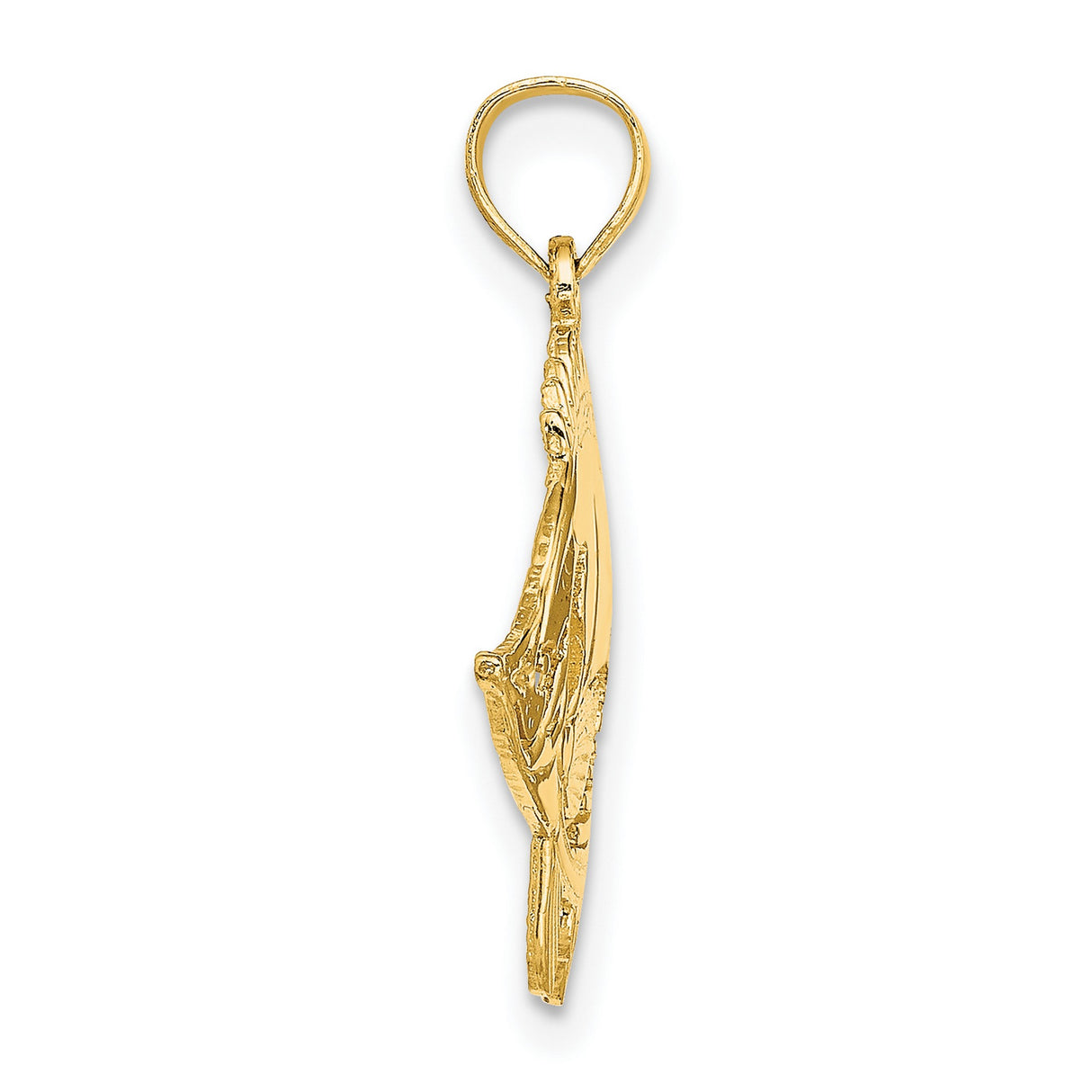 14k Yellow Gold Tropical Fish Pendant, Detailed Marine Life Nautical Charm for Women or Unisex Wear