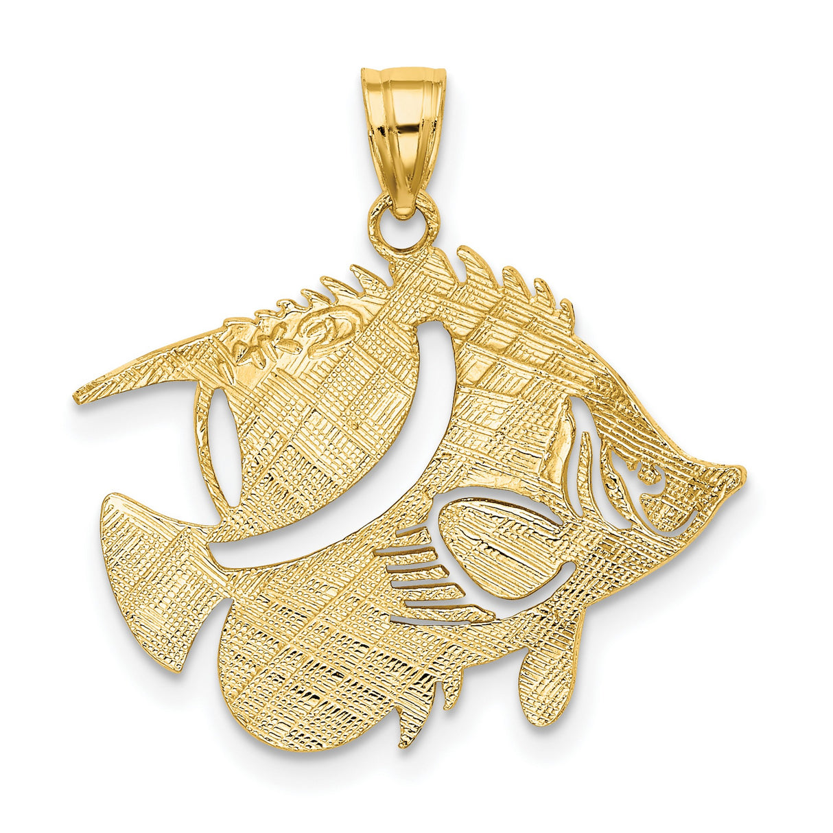 14k Yellow Gold Tropical Fish Pendant, Detailed Marine Life Nautical Charm for Women or Unisex Wear
