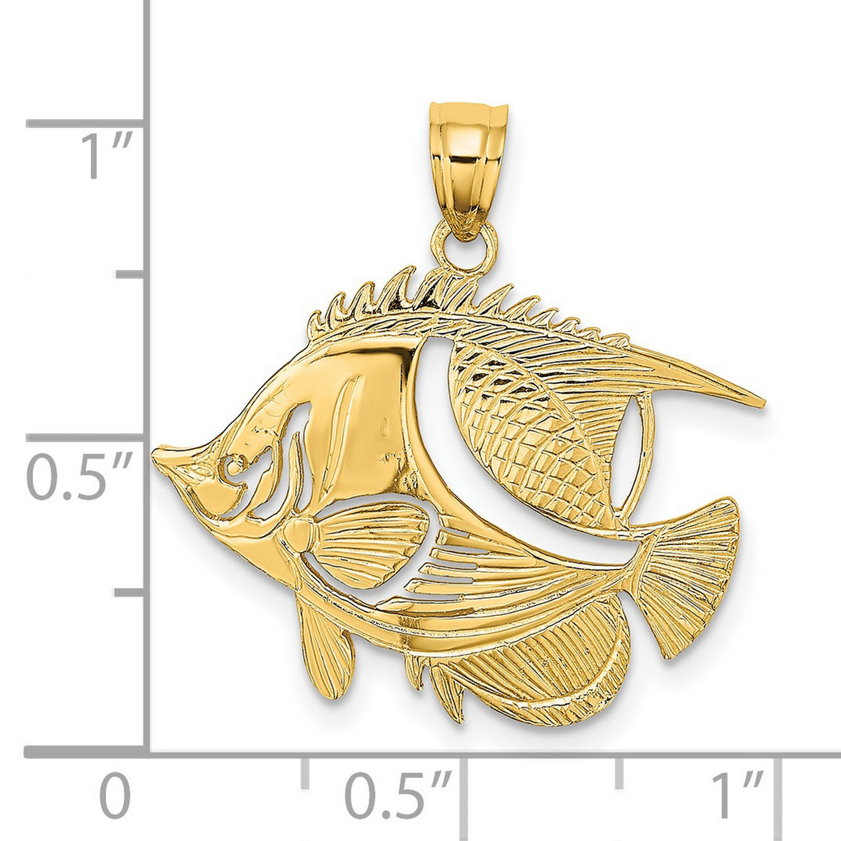 14k Yellow Gold Tropical Fish Pendant, Detailed Marine Life Nautical Charm for Women or Unisex Wear
