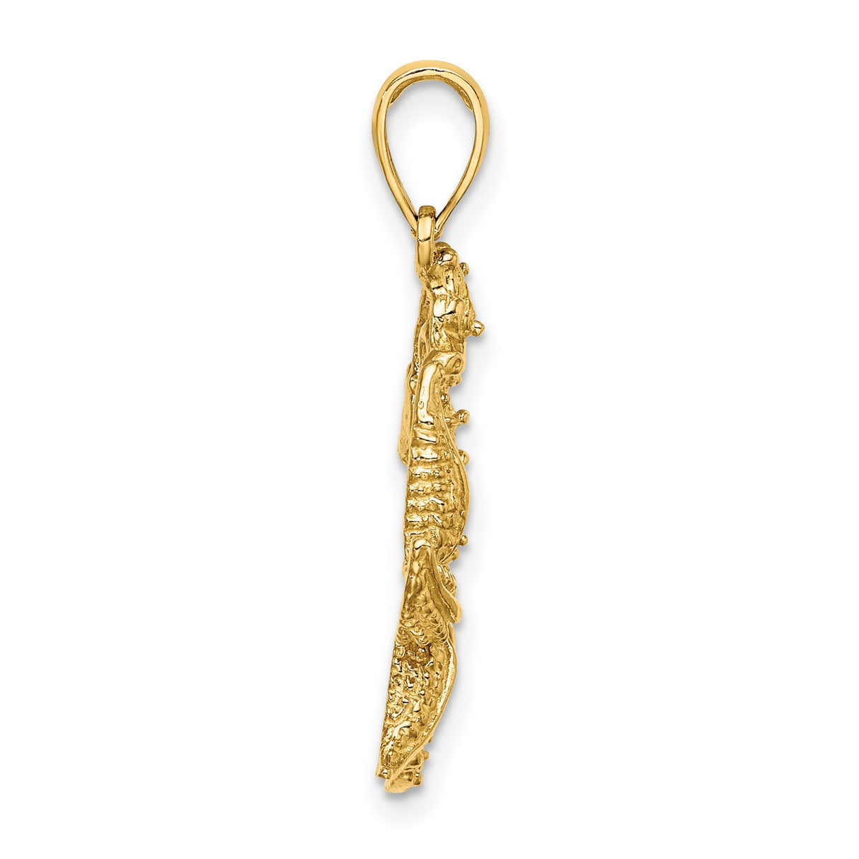 14k Yellow Gold Pendant, Seahorse and Starfish Nautical Design, Marine Life Charm