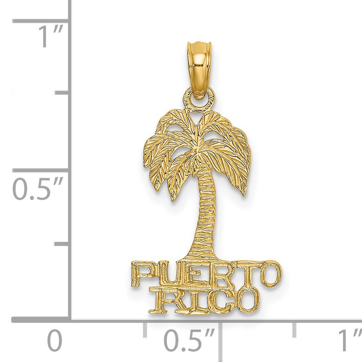 14k Yellow Gold Puerto Rico Palm Tree Pendant, Cultural Caribbean Heritage Charm