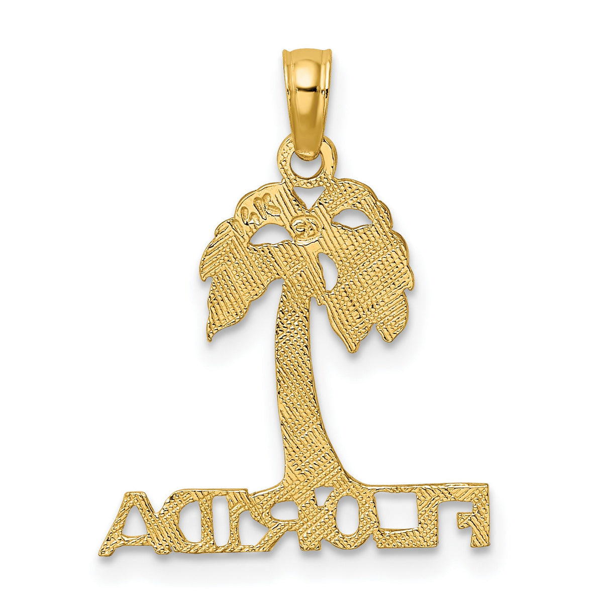 14k Yellow Gold Palm Tree Pendant with Tropical Design, Island Charm for Women or Unisex