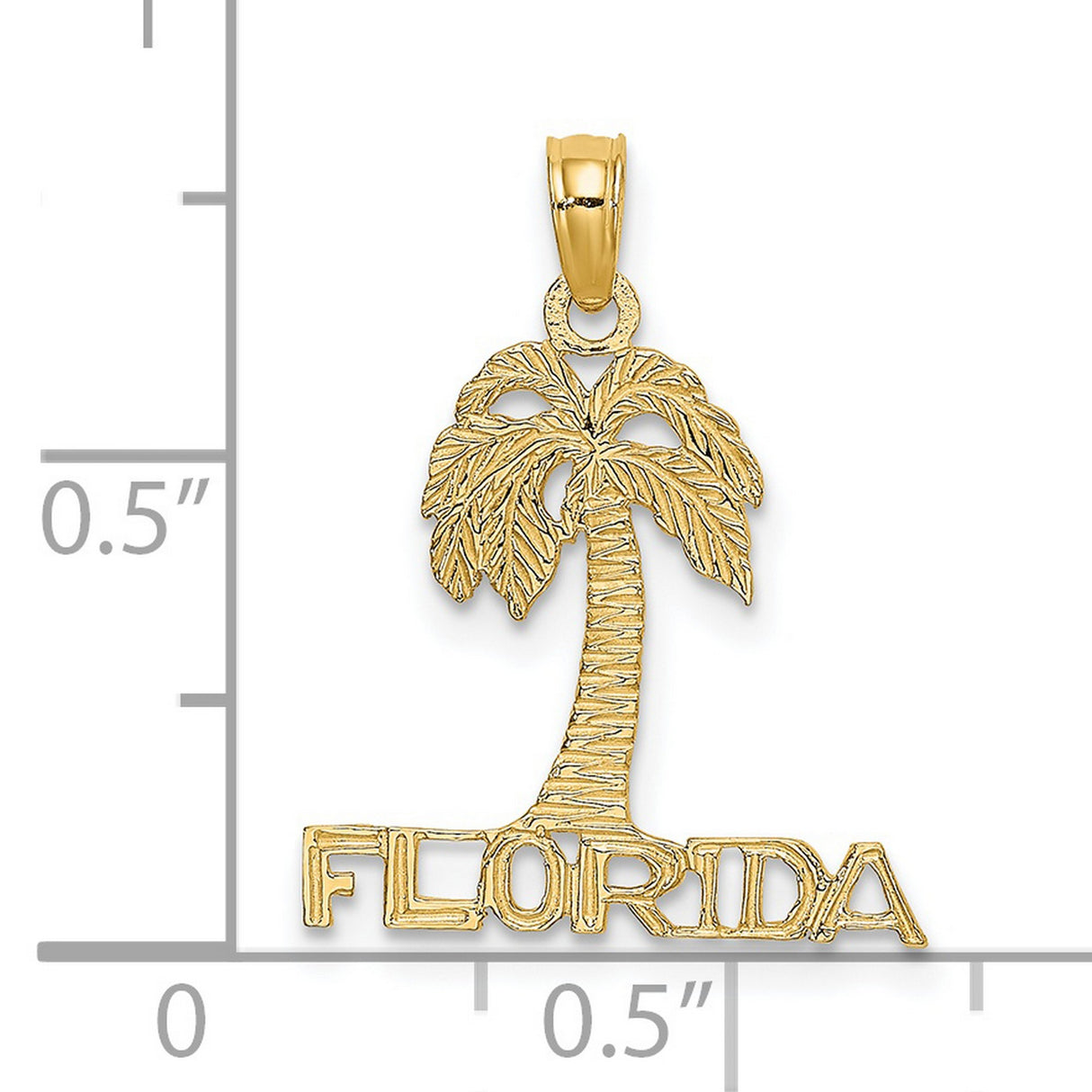 14k Yellow Gold Palm Tree Pendant with Tropical Design, Island Charm for Women or Unisex
