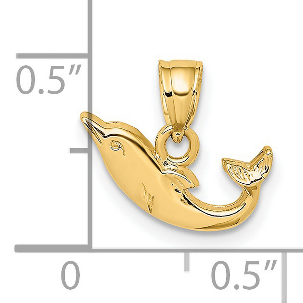 14k Yellow Gold Dolphin Pendant, Smooth Polished Nautical Marine Charm for Women or Unisex