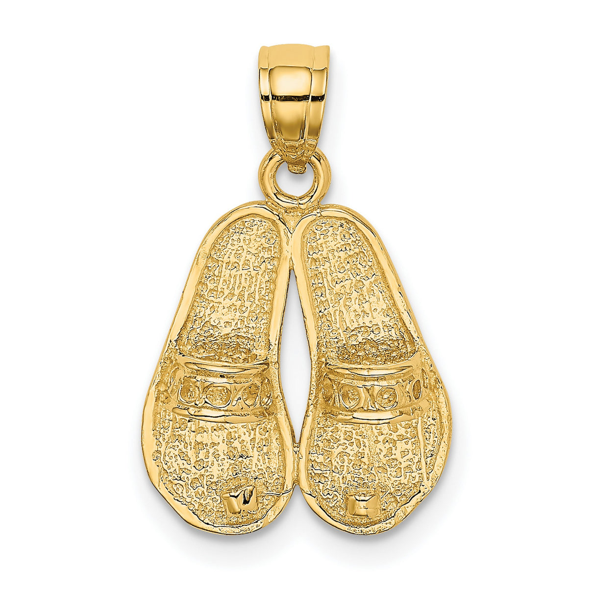 14k Yellow Gold Sandal Pendant with Roman Numerals, Spiritual Walk of Faith Theme