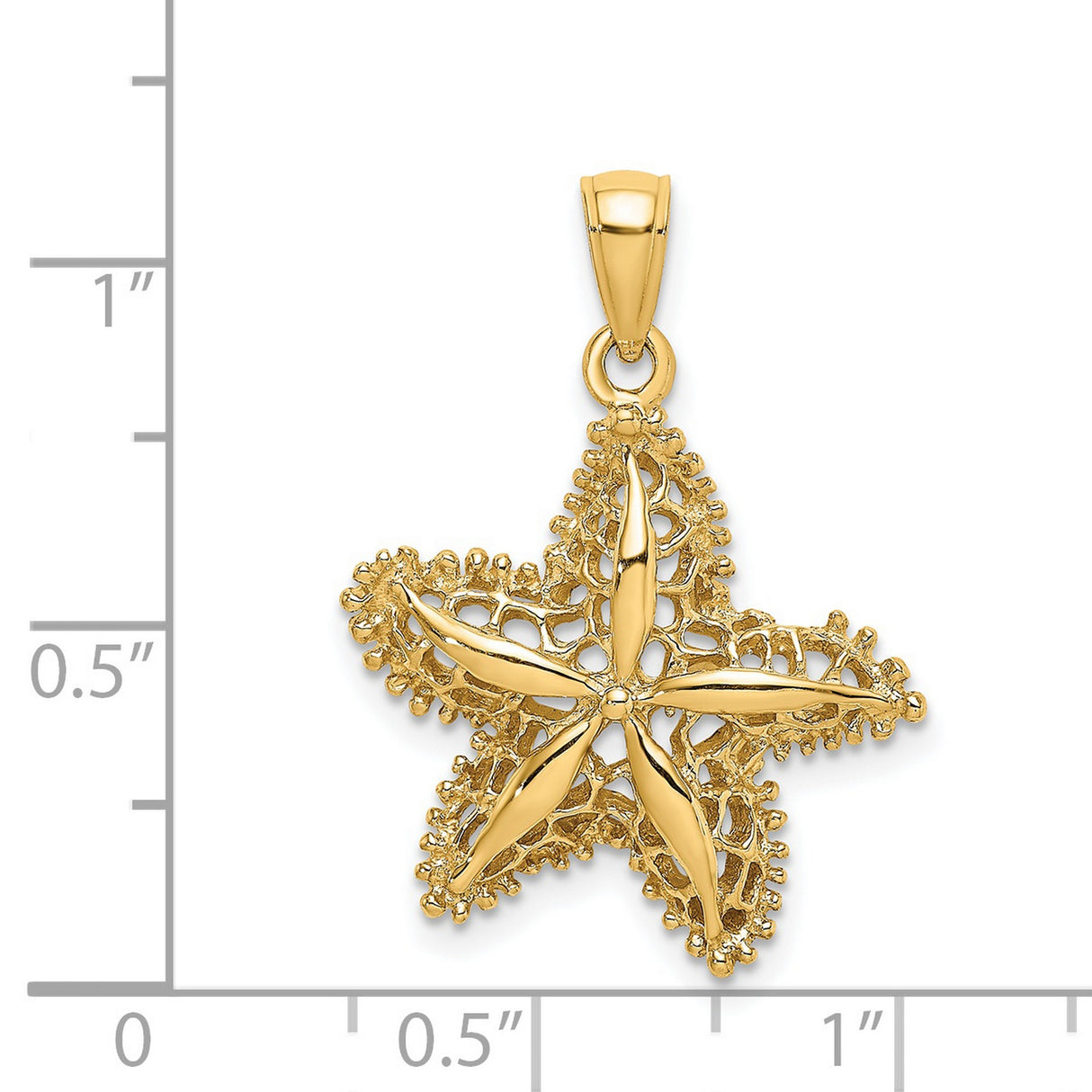 14k Yellow Gold Starfish Pendant with Filigree Details and Polished Arms