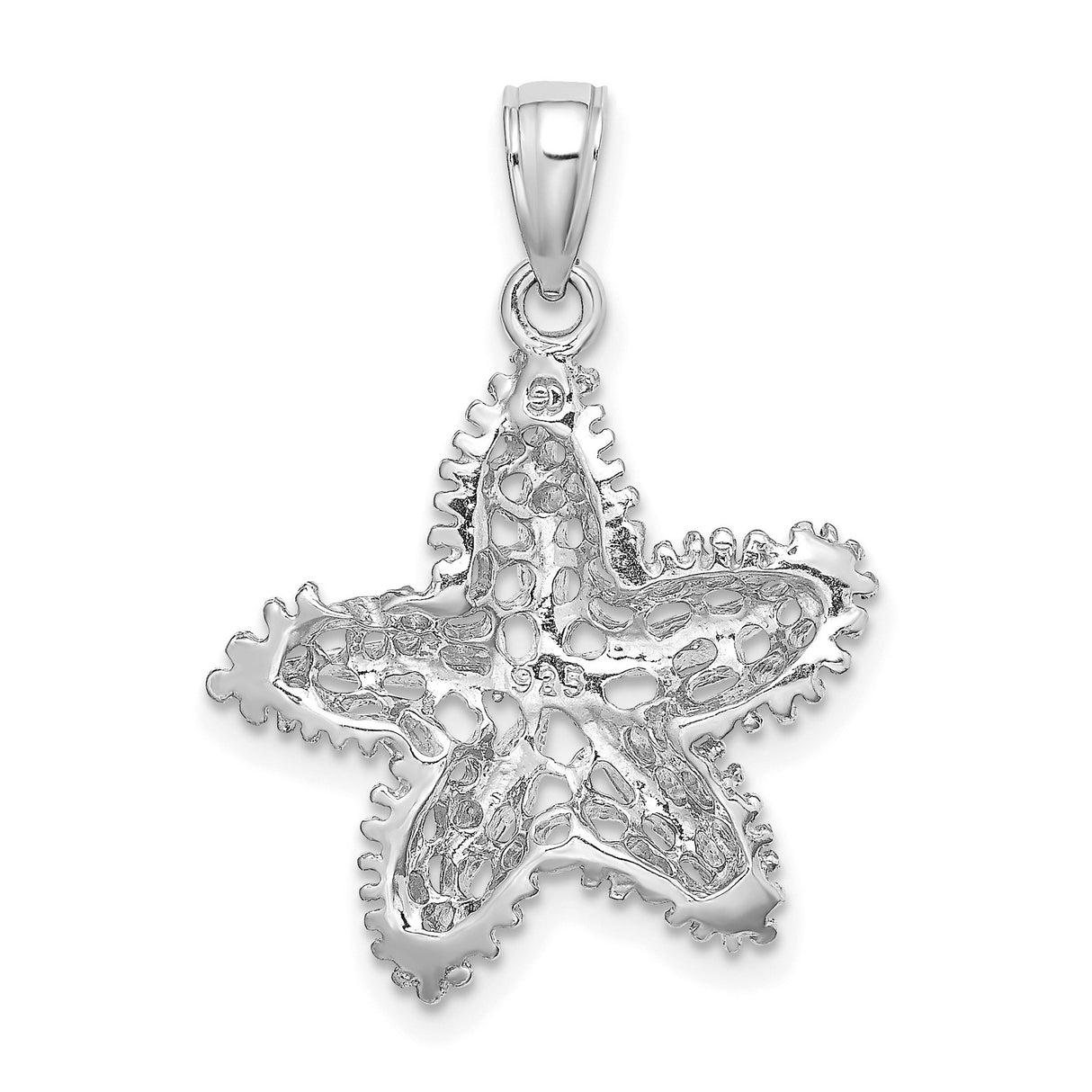 14k White Gold Starfish Filigree Pendant, Delicate Nautical Ocean Charm for Women