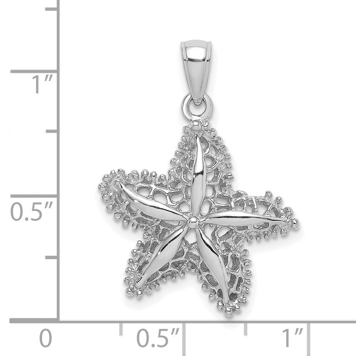 14k White Gold Starfish Filigree Pendant, Delicate Nautical Ocean Charm for Women
