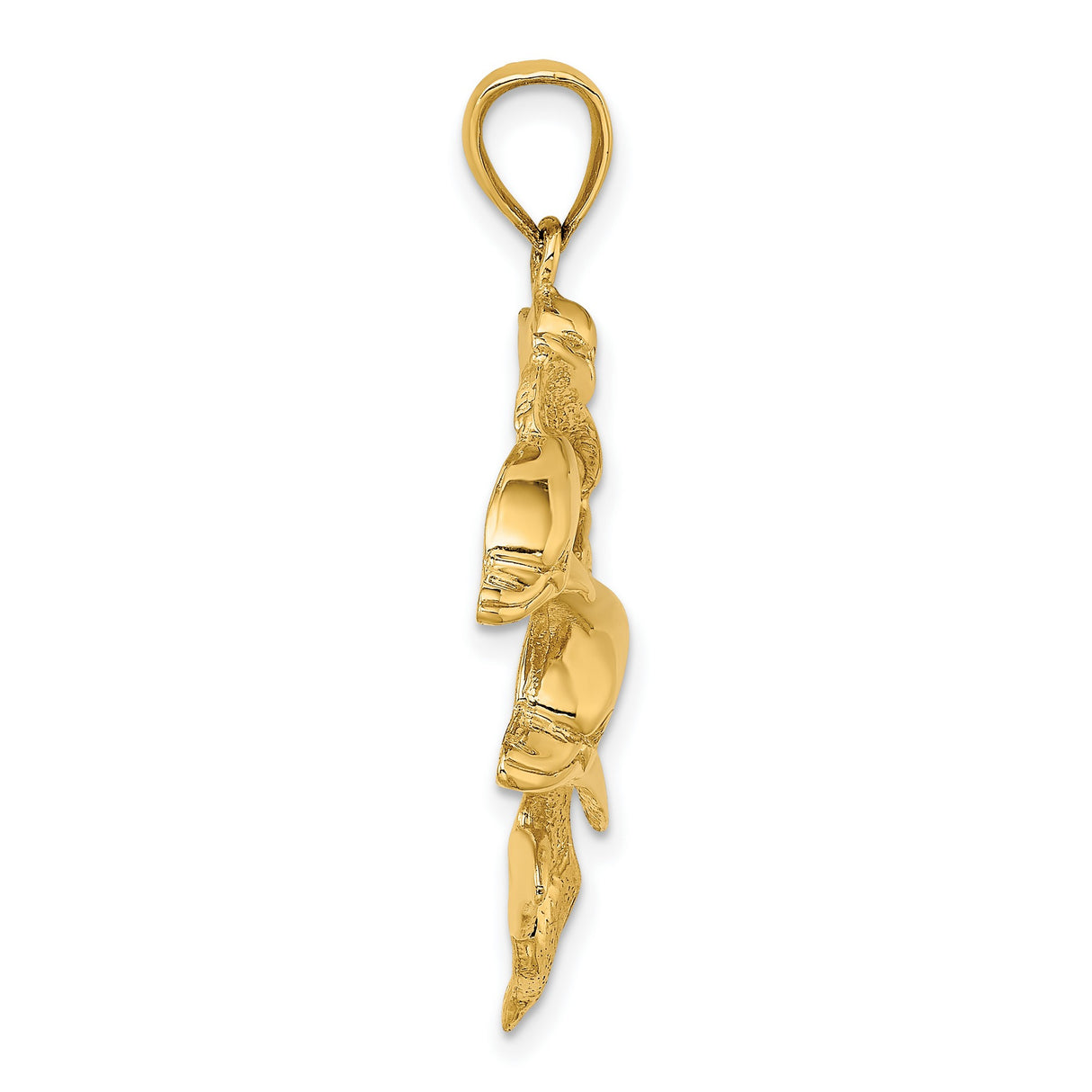 14k Yellow Gold Dolphin Pendant with Three Dolphins, Nautical Ocean Life Theme