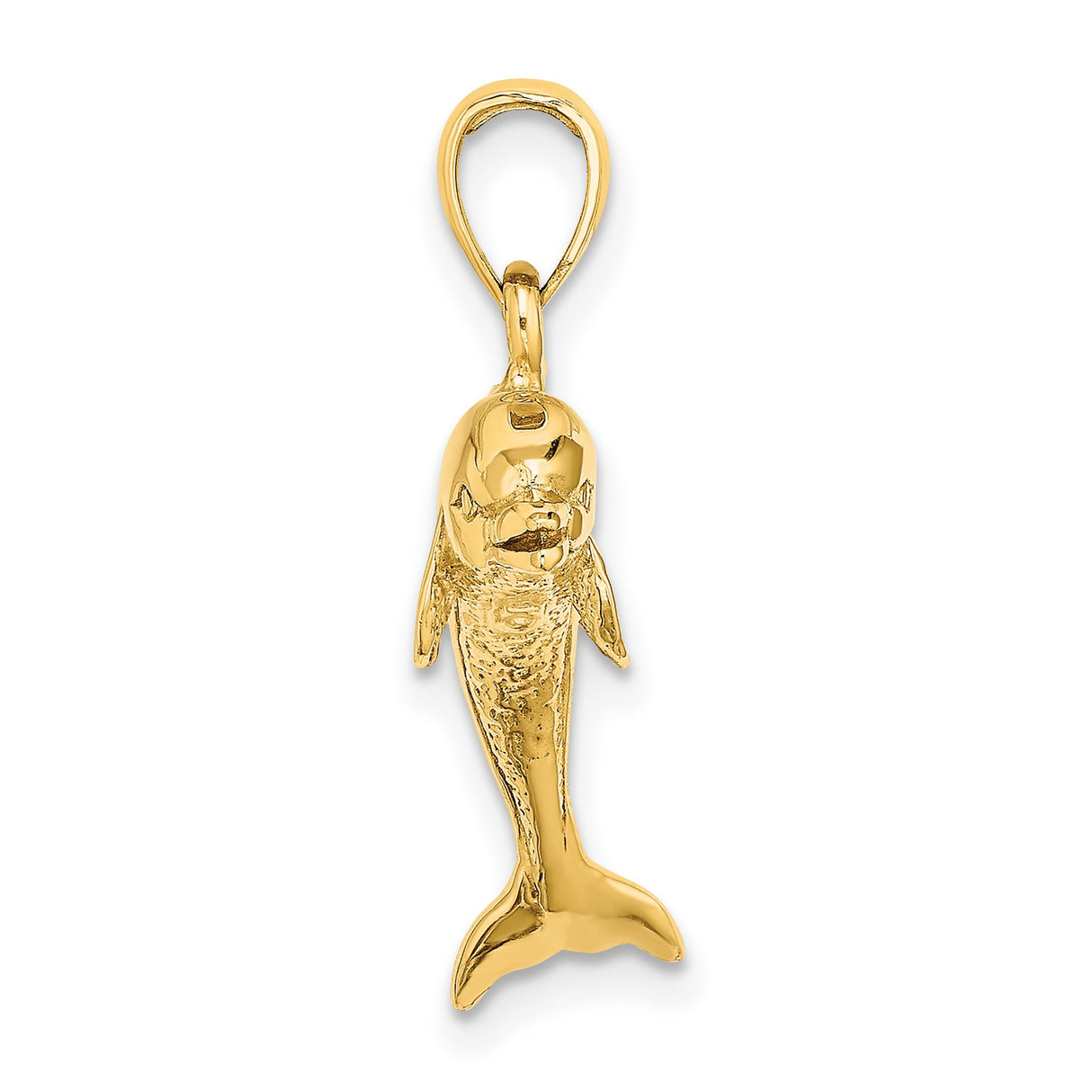 14k Yellow Gold Dolphin Pendant with Jumping Design, Ocean-Inspired Jewelry for Women