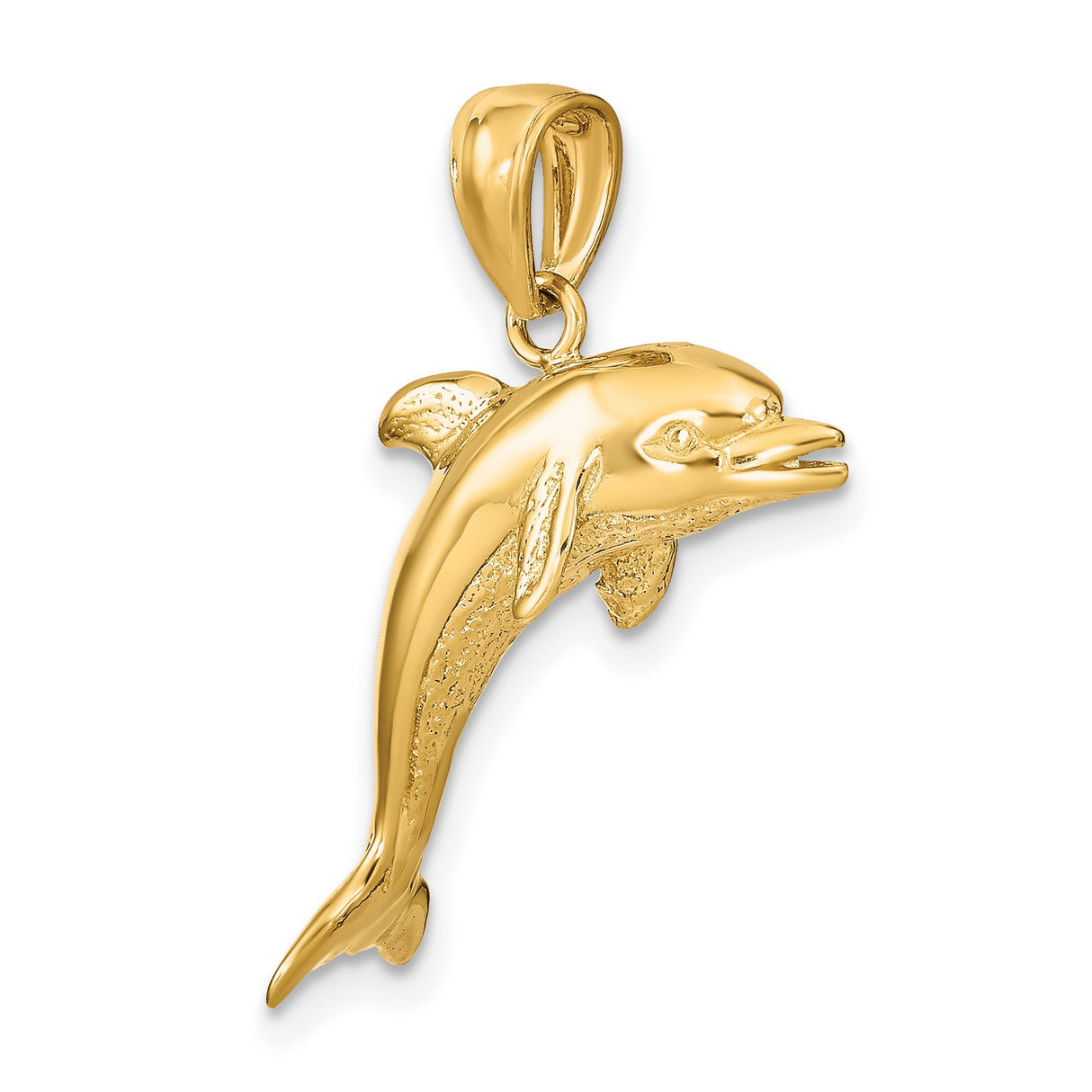 14k Yellow Gold Dolphin Pendant with Jumping Design, Ocean-Inspired Jewelry for Women