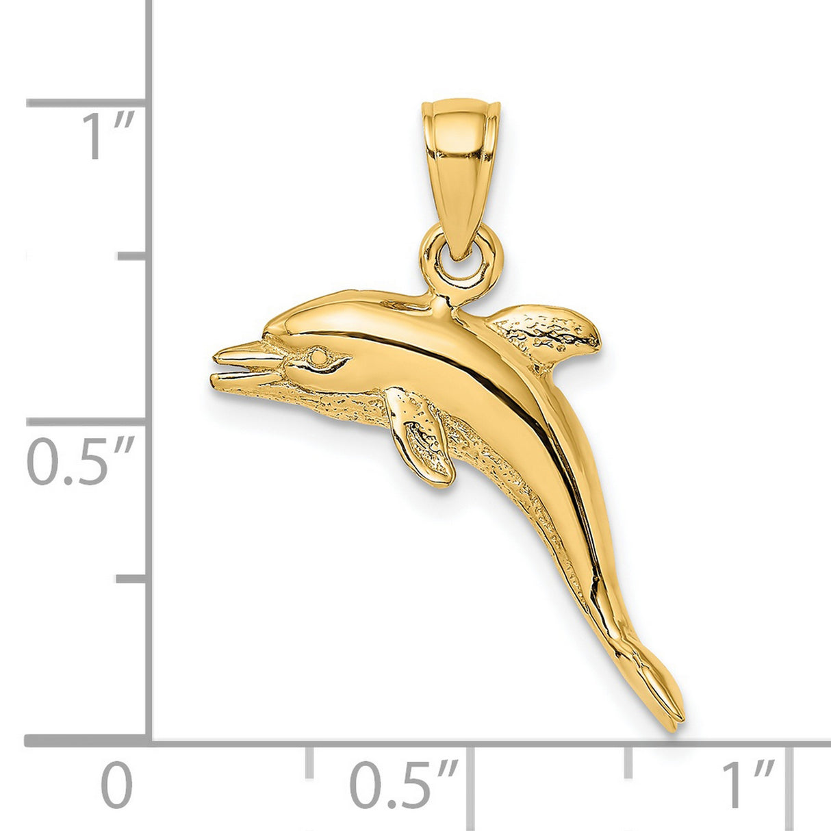 14k Yellow Gold Dolphin Pendant with Jumping Design, Ocean-Inspired Jewelry for Women