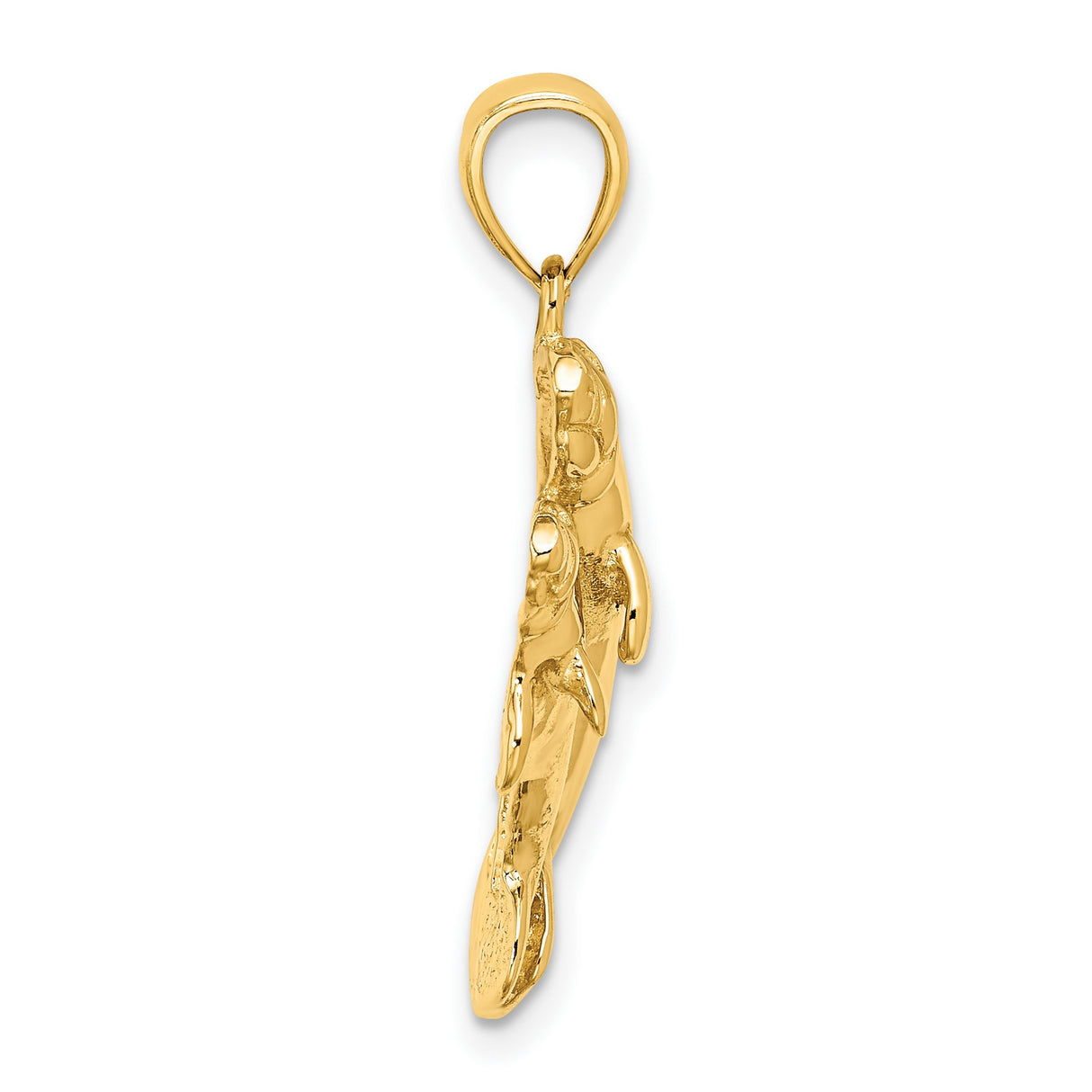 14k Yellow Gold Manatee Pendant with Mother and Calf, Ocean Animal and Family Bond Theme