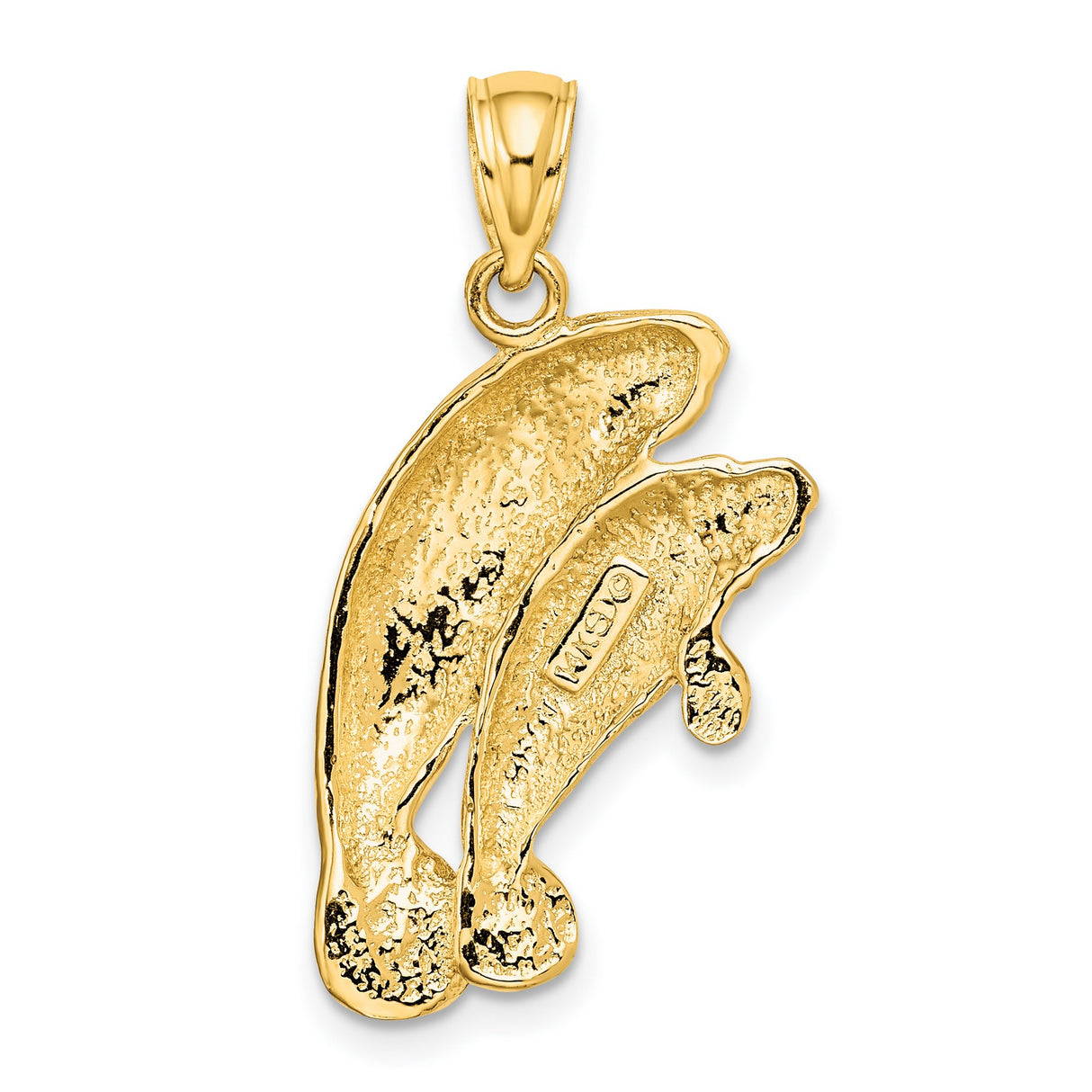 14k Yellow Gold Manatee Pendant with Mother and Calf, Ocean Animal and Family Bond Theme