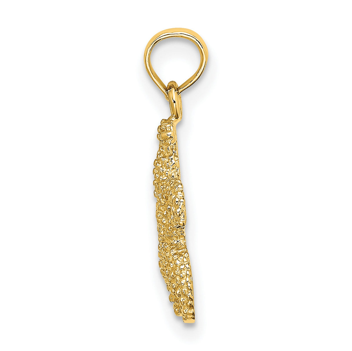 14k Yellow Gold Starfish Pendant, Textured Nautical Charm with Coastal Ocean Theme