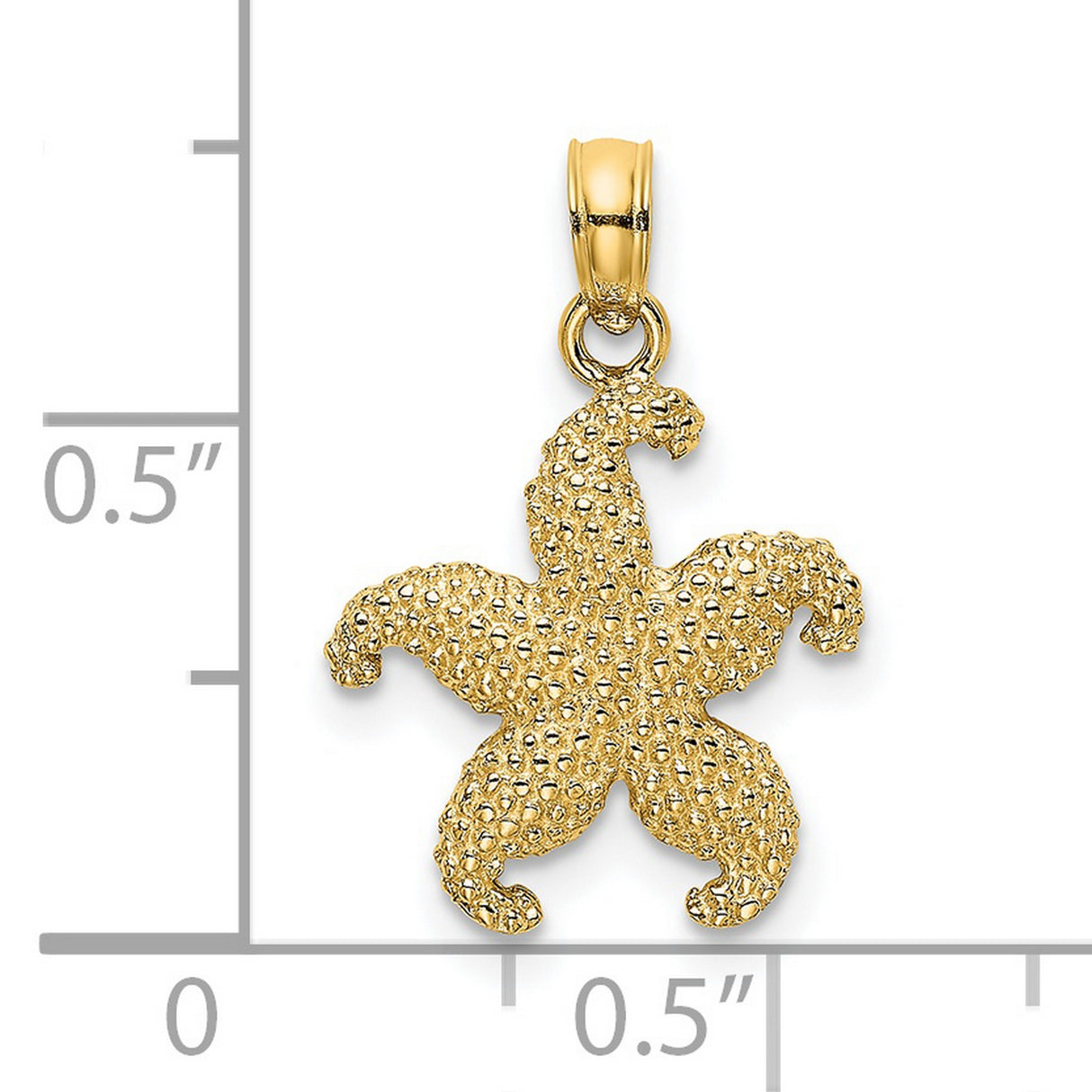 14k Yellow Gold Starfish Pendant, Textured Nautical Charm with Coastal Ocean Theme