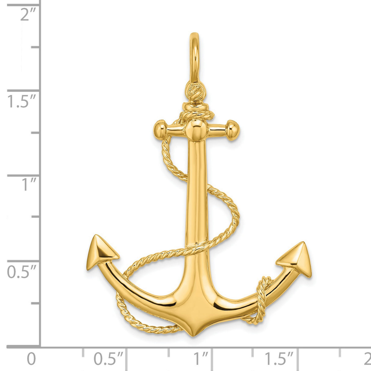 14k Yellow Gold Anchor Pendant with Rope Detailing, Nautical Christian Charm for Unisex Wear